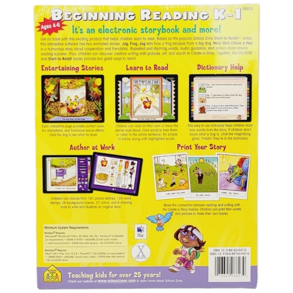 School Zone Beginning Reading On-Track Software Grades K-1 Ages 4-6 - Picture 3 of 3